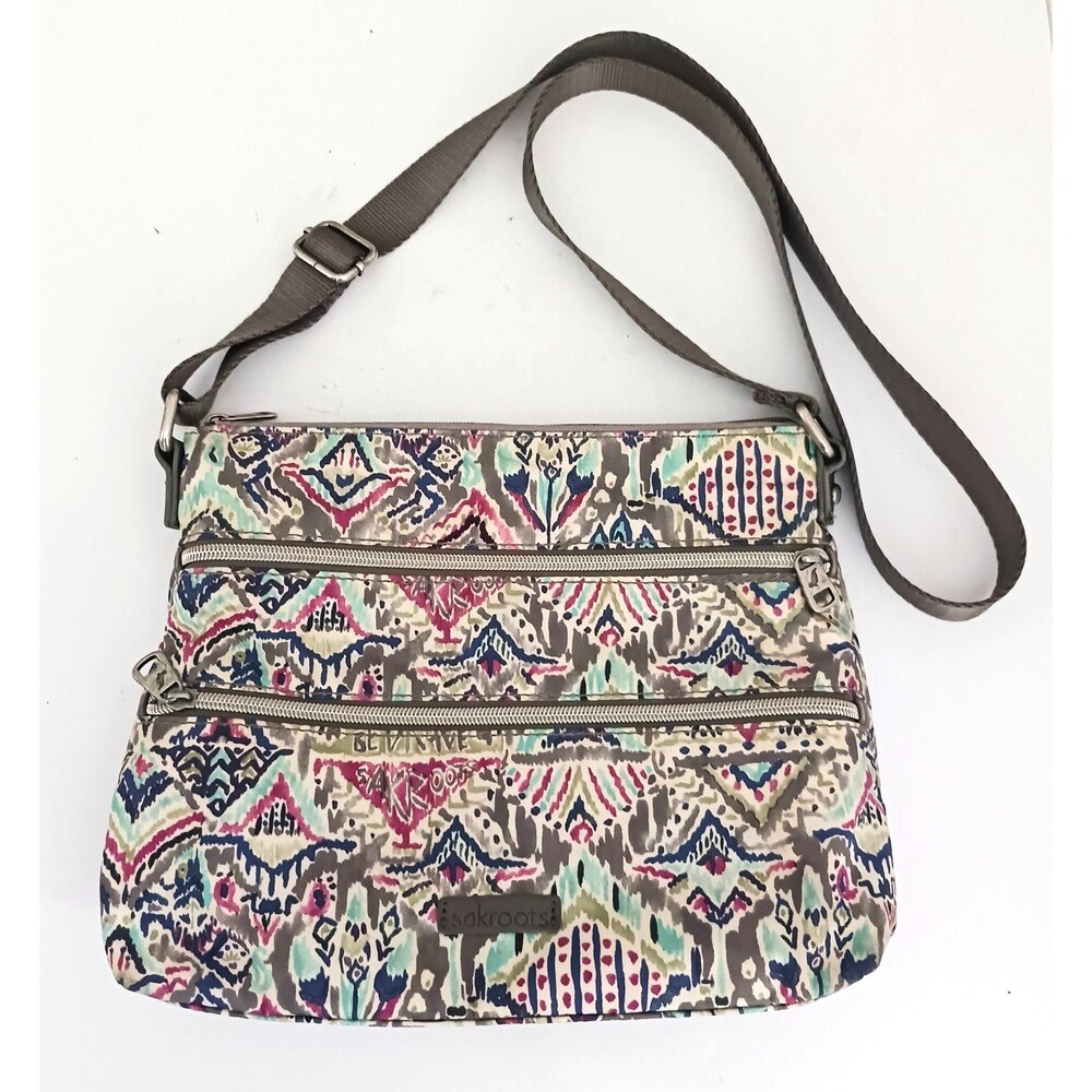 Sakroots Crossbody Artist Circle Printed Nylon Adj Web Strap Lightweight - Picture 1 of 11